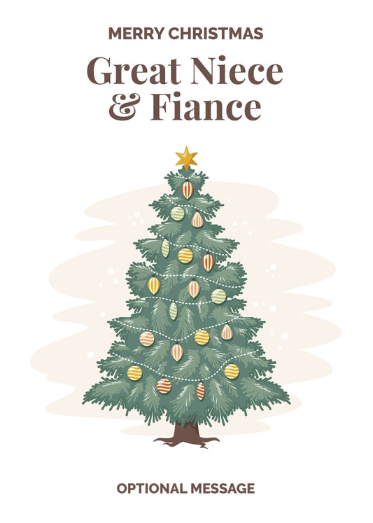 Vintage Tree Christmas Card for Great Niece & Fiance - Traditional and Unique