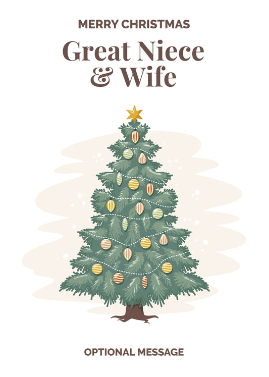 Vintage Tree Christmas Card for Great Niece & Wife - Traditional and Unique