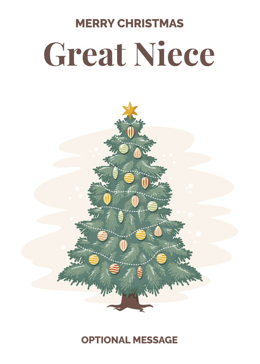 Vintage Tree Christmas Card for Great Niece - Traditional and Unique