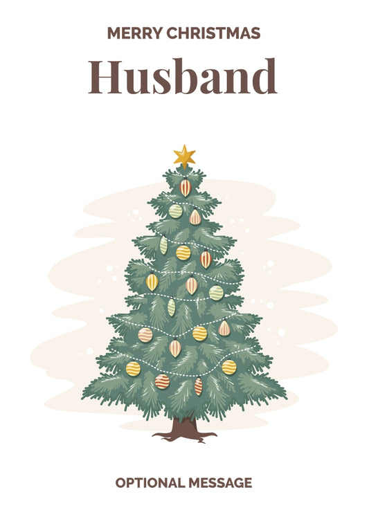 Vintage Tree Christmas Card for Husband - Traditional and Unique