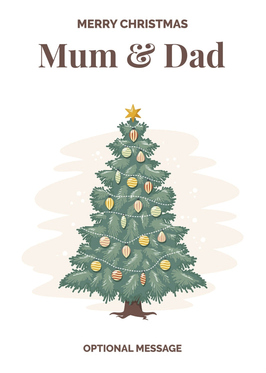 Vintage Tree Christmas Card for Mum & Dad - Traditional and Unique
