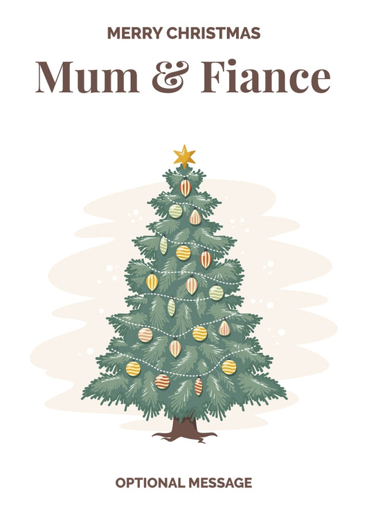 Vintage Tree Christmas Card for Mum & Fiance - Traditional and Unique
