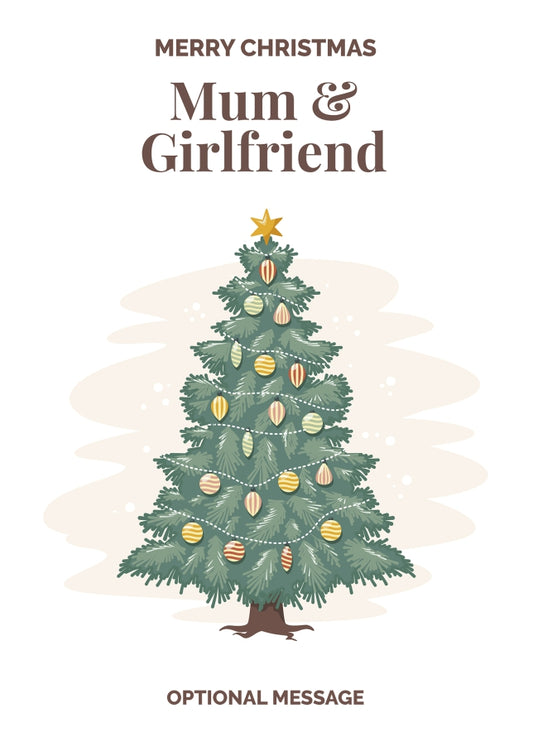 Vintage Tree Christmas Card for Mum & Girlfriend - Traditional and Unique