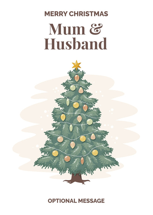Vintage Tree Christmas Card for Mum & Husband - Traditional and Unique