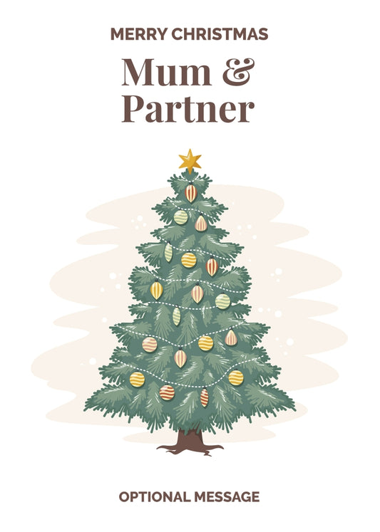 Vintage Tree Christmas Card for Mum & Partner - Traditional and Unique