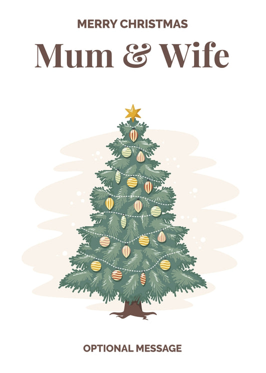 Vintage Tree Christmas Card for Mum & Wife - Traditional and Unique