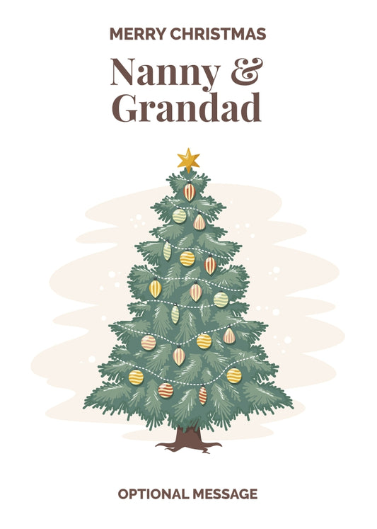 Vintage Tree Christmas Card for Nanny & Grandad - Traditional and Unique