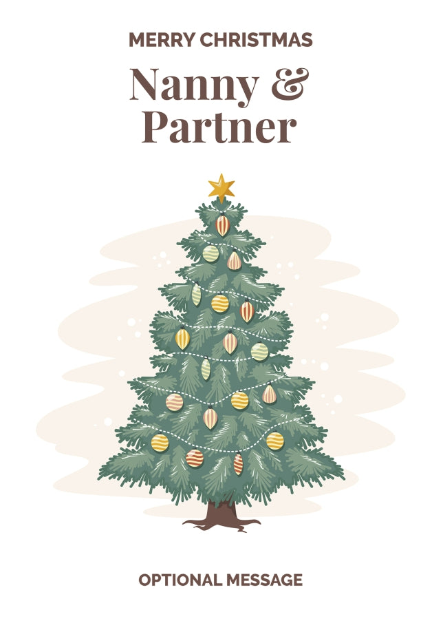 Vintage Tree Christmas Card for Nanny & Partner - Traditional and Unique