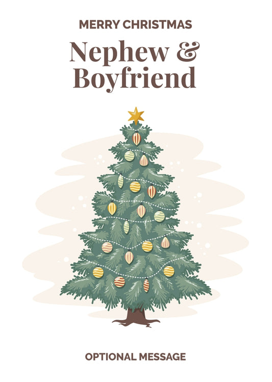 Vintage Tree Christmas Card for Nephew & Boyfriend - Traditional and Unique