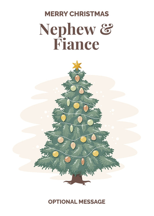 Vintage Tree Christmas Card for Nephew & Fiance - Traditional and Unique