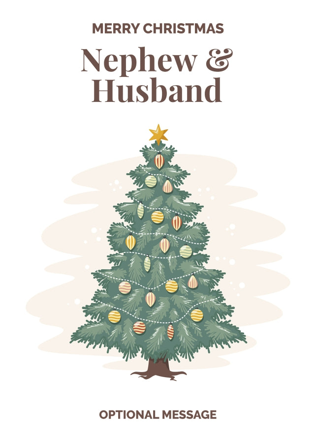 Vintage Tree Christmas Card for Nephew & Husband - Traditional and Unique