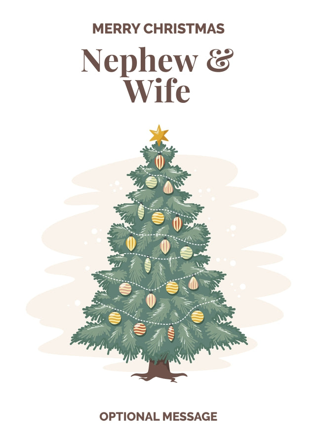 Vintage Tree Christmas Card for Nephew & Wife - Traditional and Unique