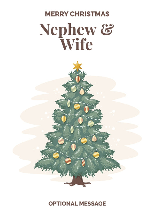 Vintage Tree Christmas Card for Nephew & Wife - Traditional and Unique