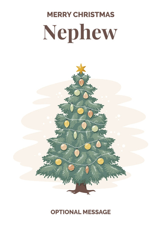Vintage Tree Christmas Card for Nephew - Traditional and Unique
