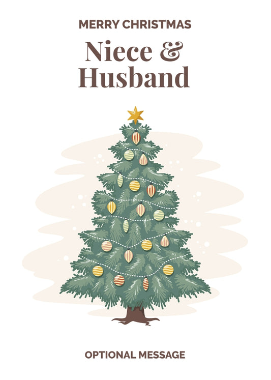 Vintage Tree Christmas Card for Niece & Husband - Traditional and Unique