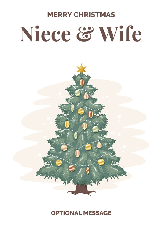 Vintage Tree Christmas Card for Niece & Wife - Traditional and Unique