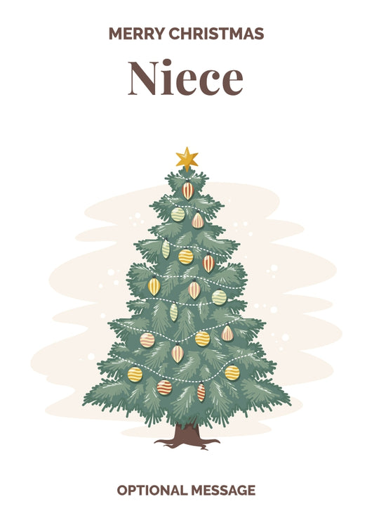 Vintage Tree Christmas Card for Niece - Traditional and Unique