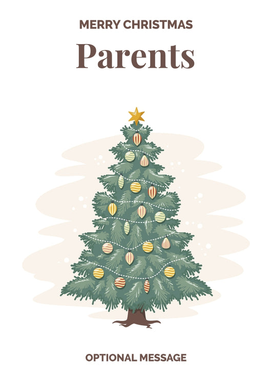 Vintage Tree Christmas Card for Parents - Traditional and Unique