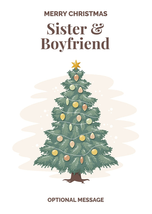 Vintage Tree Christmas Card for Sister & Boyfriend - Traditional and Unique