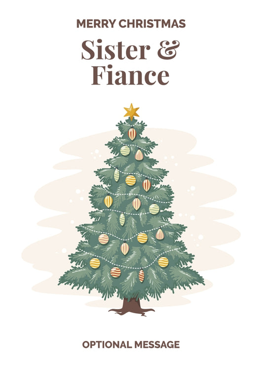 Vintage Tree Christmas Card for Sister & Fiance - Traditional and Unique