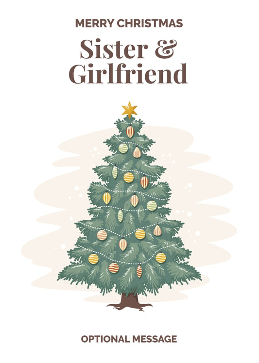 Vintage Tree Christmas Card for Sister & Girlfriend - Traditional and Unique