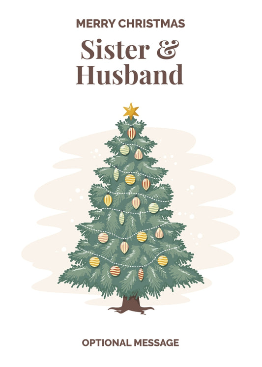 Vintage Tree Christmas Card for Sister & Husband - Traditional and Unique