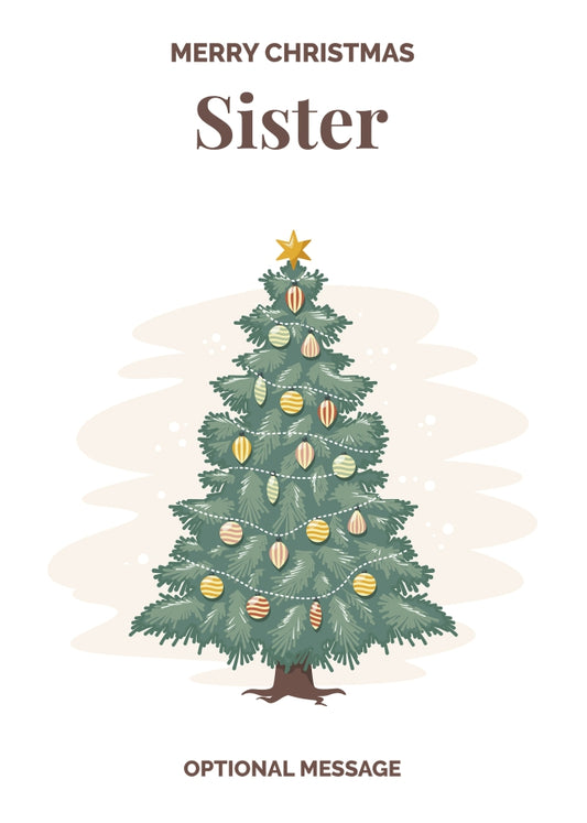 Vintage Tree Christmas Card for Sister - Traditional and Unique