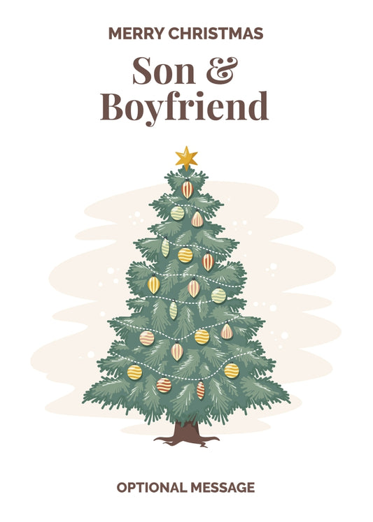 Vintage Tree Christmas Card for Son & Boyfriend - Traditional and Unique