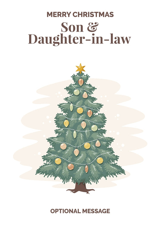 Vintage Tree Christmas Card for Son & Daughter-in-law - Traditional and Unique