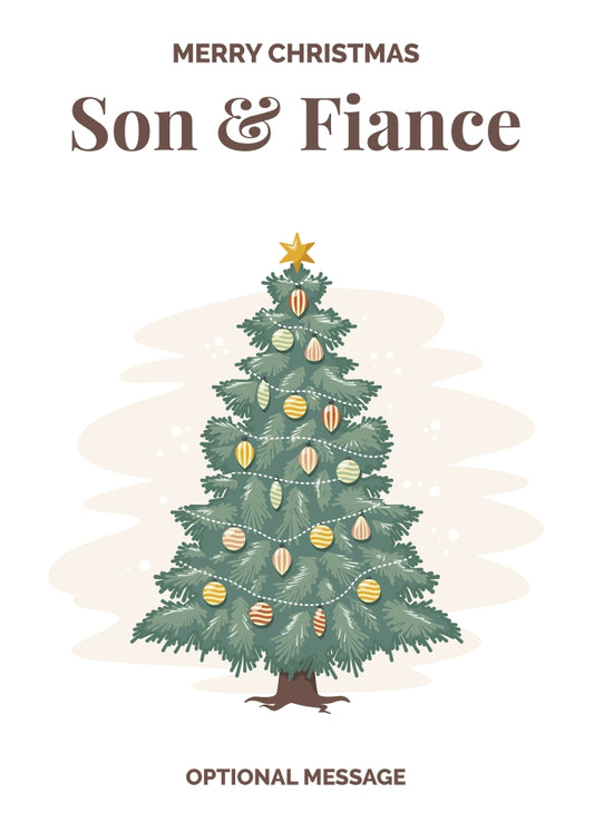 Vintage Tree Christmas Card for Son & Fiance - Traditional and Unique