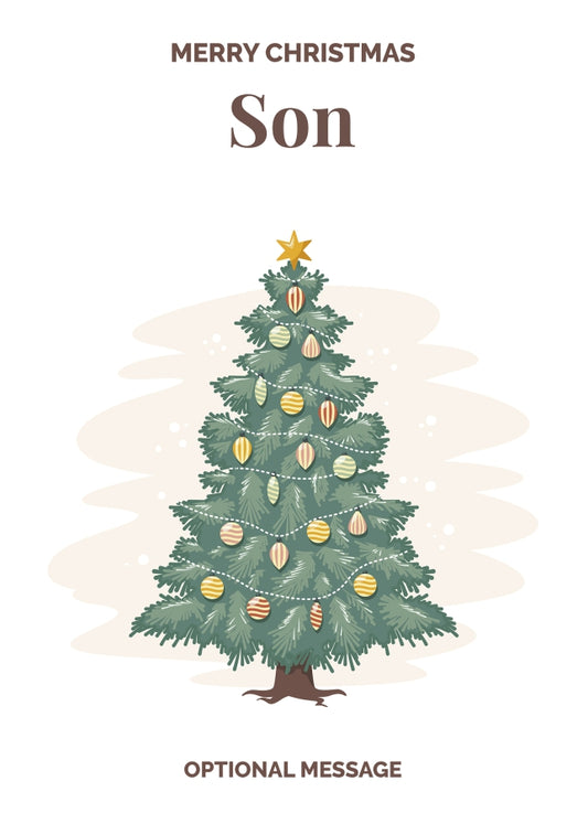 Vintage Tree Christmas Card for Son - Traditional and Unique