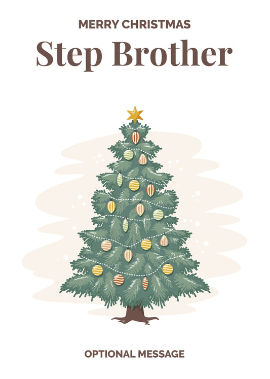 Vintage Tree Christmas Card for Step Brother - Traditional and Unique