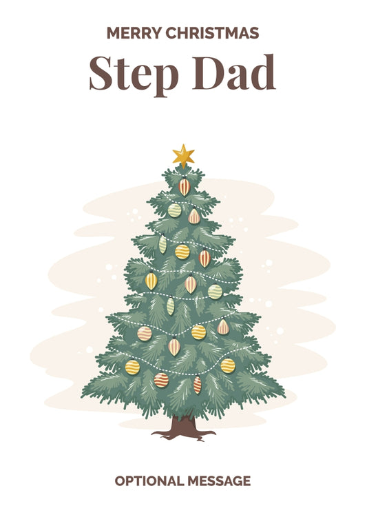 Vintage Tree Christmas Card for Step Dad - Traditional and Unique