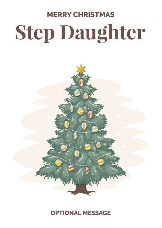 Vintage Tree Christmas Card for Step Daughter - Traditional and Unique