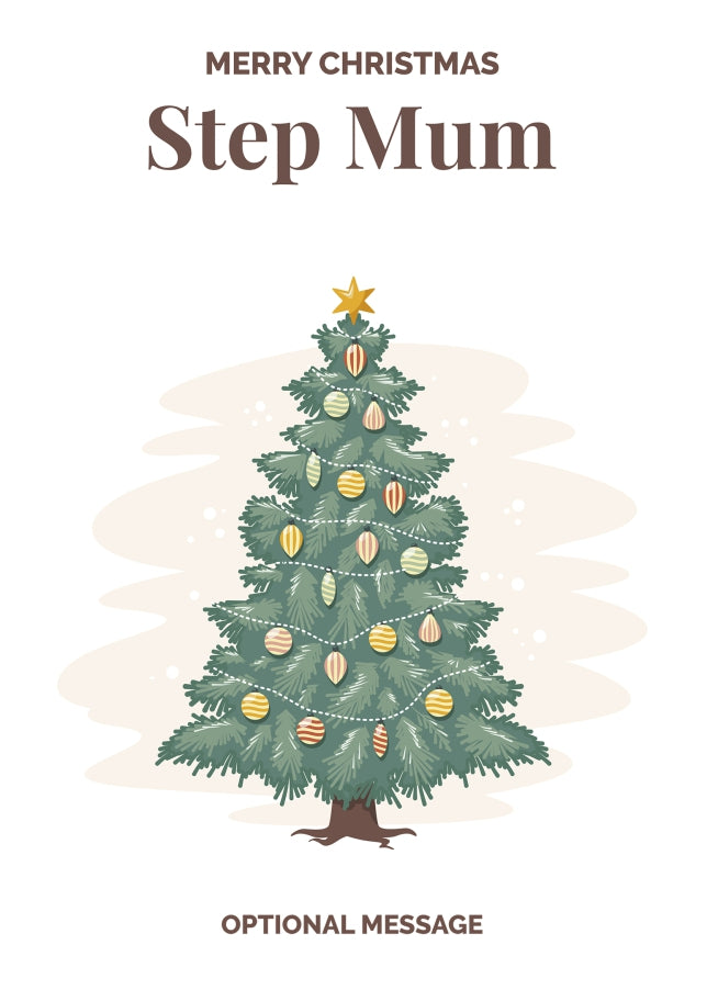 Vintage Tree Christmas Card for Step Mum - Traditional and Unique