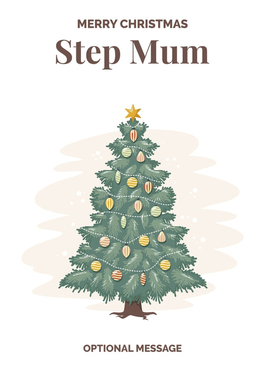 Vintage Tree Christmas Card for Step Mum - Traditional and Unique