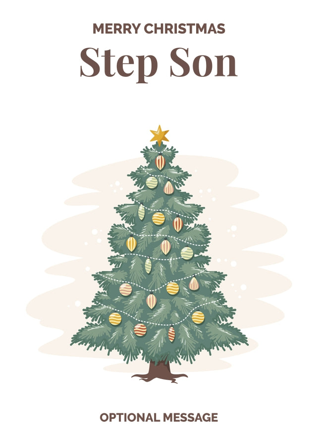 Vintage Tree Christmas Card for Step Son - Traditional and Unique