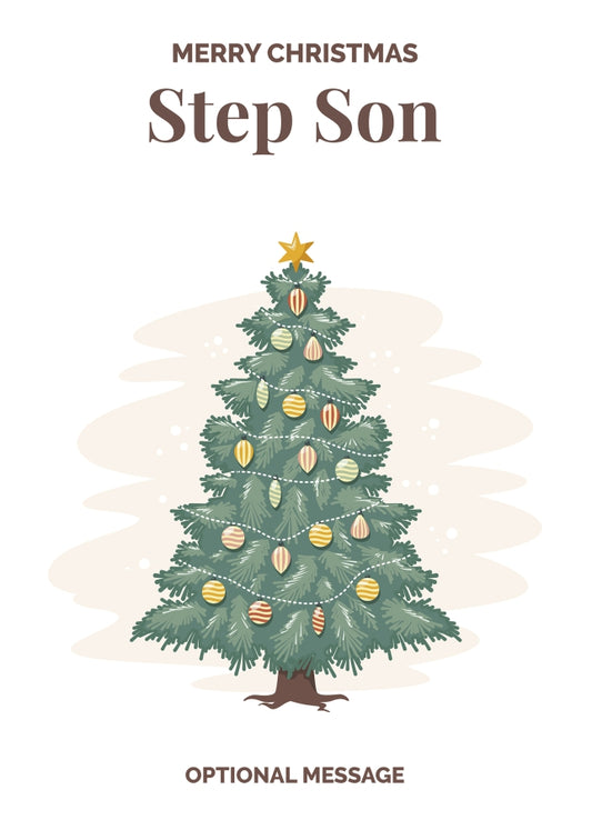 Vintage Tree Christmas Card for Step Son - Traditional and Unique