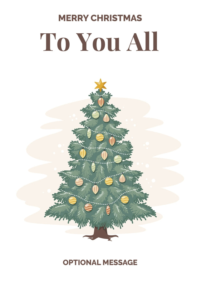 Vintage Tree Christmas Card for To You All - Traditional and Unique