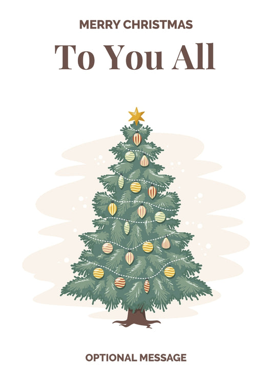 Vintage Tree Christmas Card for To You All - Traditional and Unique