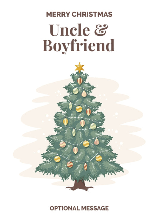 Vintage Tree Christmas Card for Uncle & Boyfriend - Traditional and Unique