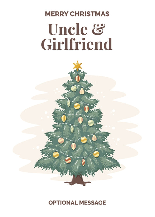Vintage Tree Christmas Card for Uncle & Girlfriend - Traditional and Unique