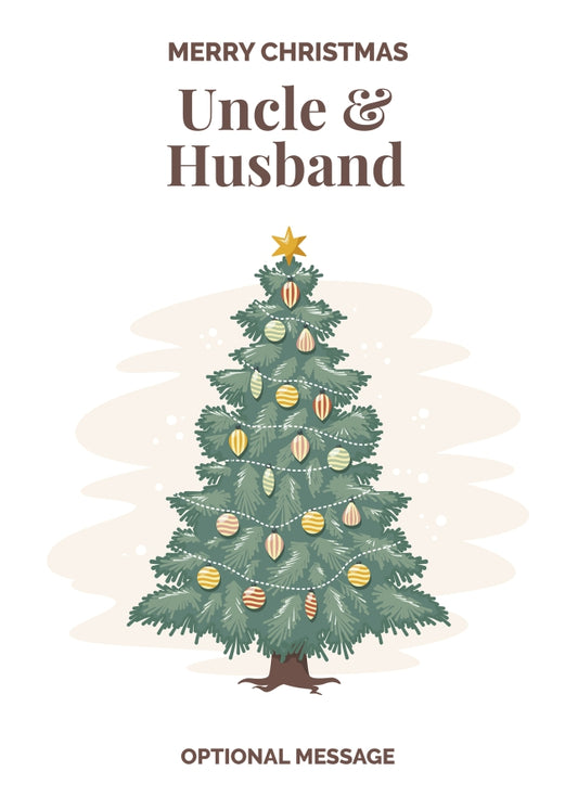 Vintage Tree Christmas Card for Uncle & Husband - Traditional and Unique