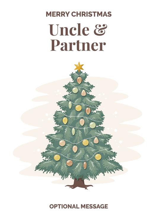 Vintage Tree Christmas Card for Uncle & Partner - Traditional and Unique
