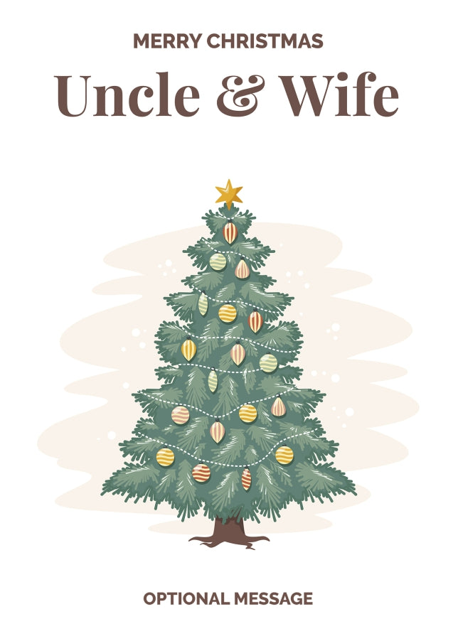 Vintage Tree Christmas Card for Uncle & Wife - Traditional and Unique