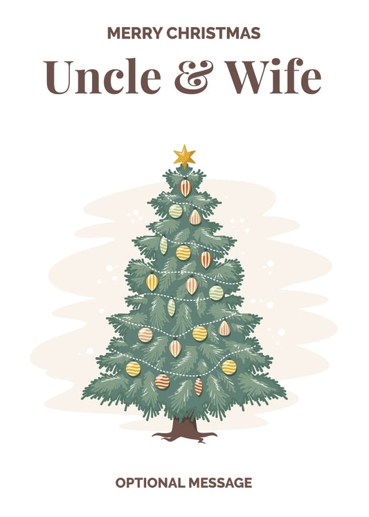 Vintage Tree Christmas Card for Uncle & Wife - Traditional and Unique