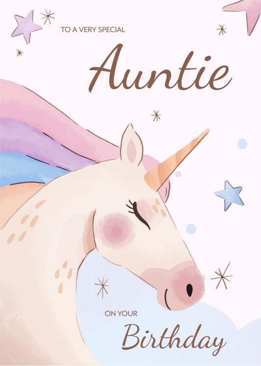 Unicorn Birthday Card for Auntie Birthday Cards 18th 19th 20th 25th 30th Bday