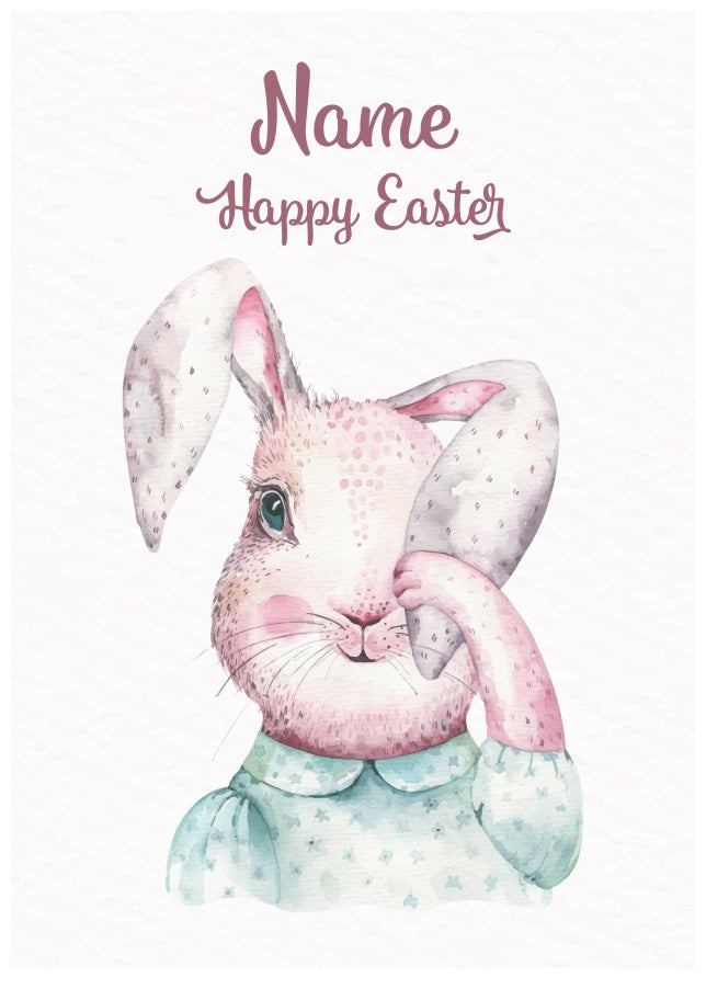 Personalised Watercolour Bunny Easter Card - D2