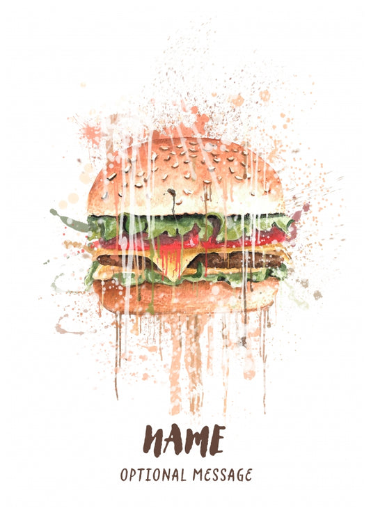 Watercolour Burger Greetings Card