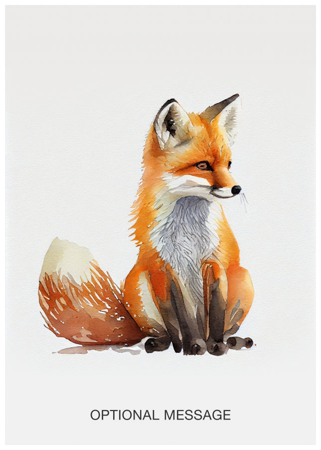 Cute Watercolour Fox Greetings Card for Friends and Family - Forest Animal